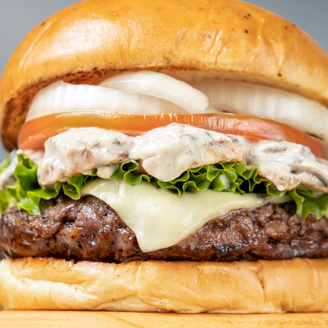 HAMBURGUESA CON CHAMPIÑONES